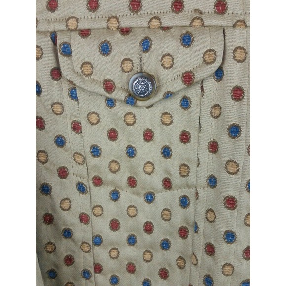 Daniel K Woman's (L)  Gold Jacket with Blue/Red/Yellow Dots-Trucker Jacket Style - Picture 5 of 9